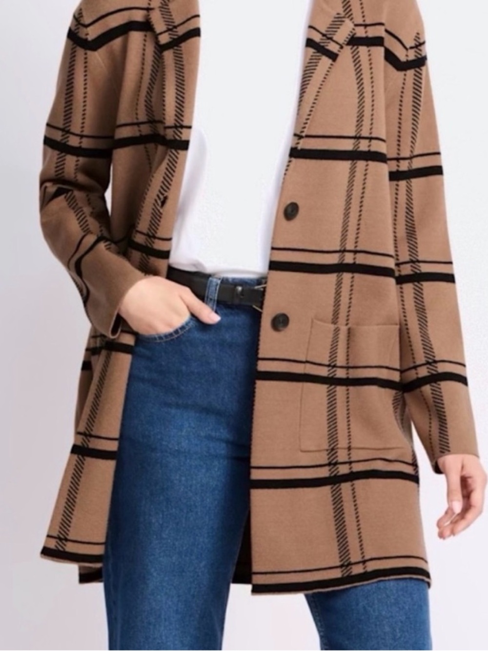 Z Supply Brown and Black Plaid Cardigan Coat